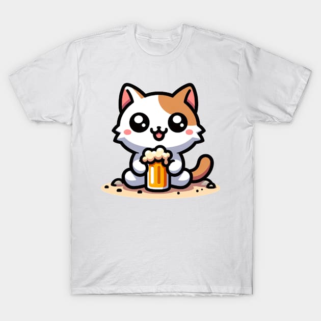 Cat with beer T-Shirt by lakokakr